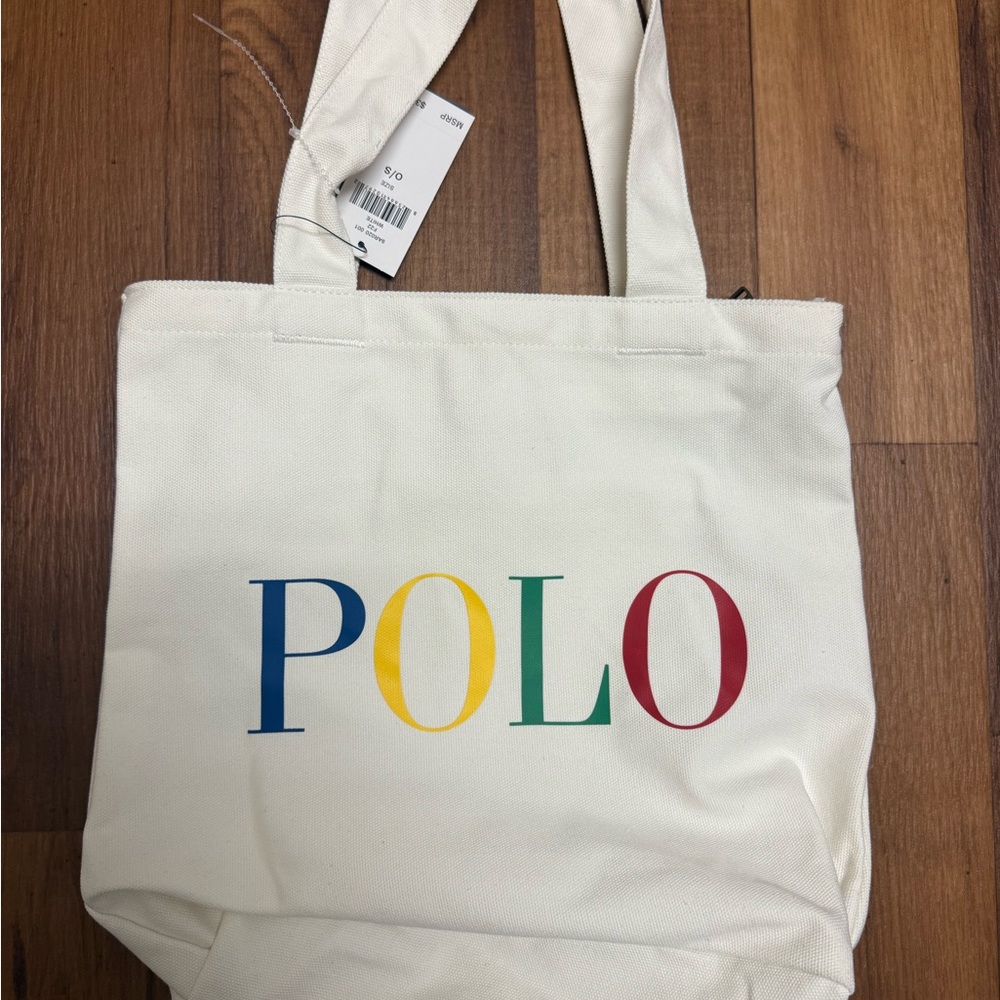 Polo Multicolor Logo Canvas Tote Bag